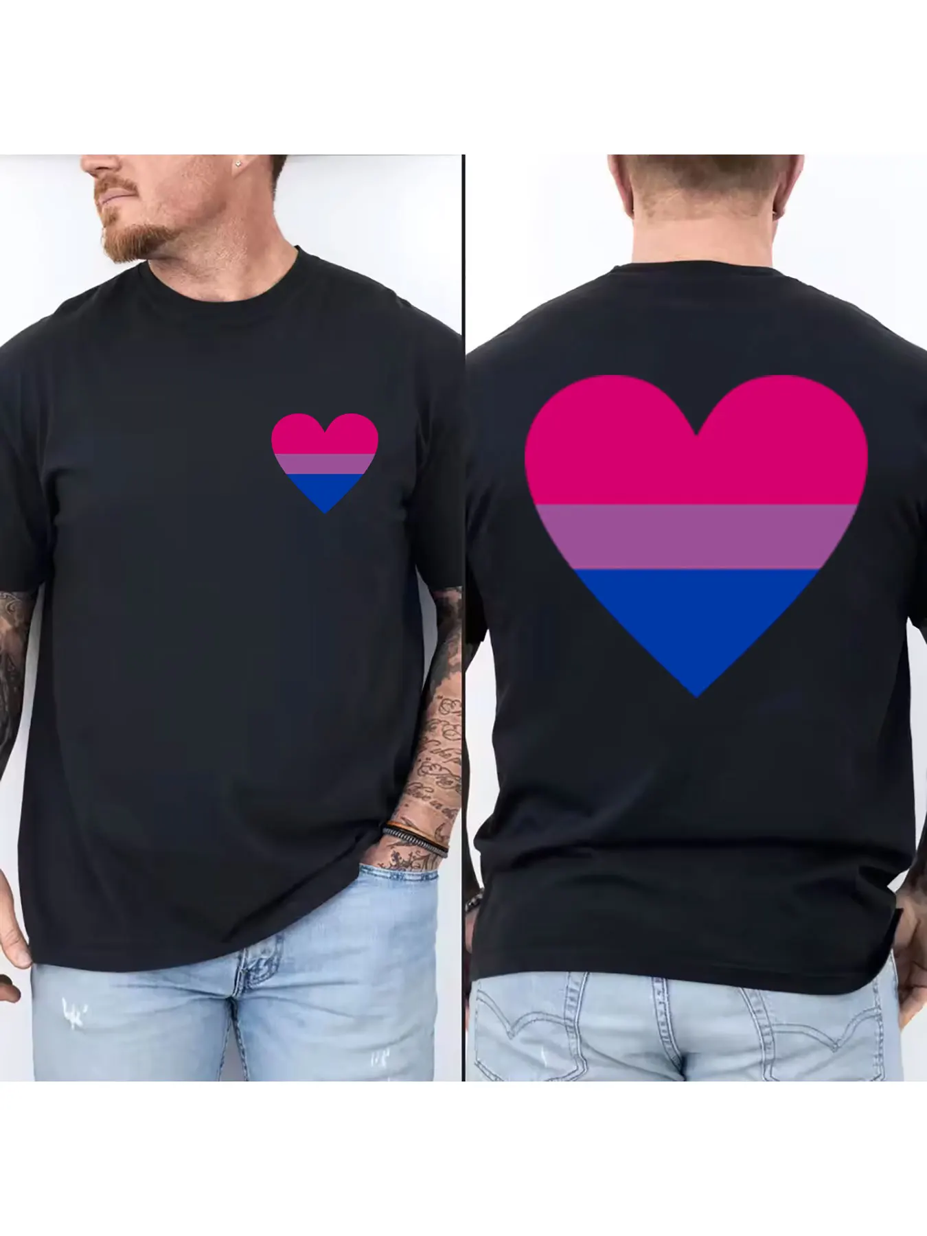 Men's Cotton Short Sleeve T-Shirt with Bi Pride Heart Print, Casual Crew Neck Tees, Soft Breathable Everyday Tops
Men's Cotton Short Sleeve T-Shirt with Bi Pride Heart Print, Casual Crew Neck Tees, Soft Breathable Everyday Tops