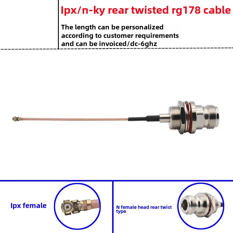 RG178 UFL Extension Cable N-Type Female Thread Waterproof To-N Female Jumper Cable for Electronic Components Market
RG178 UFL Extension Cable N-Type Female Thread Waterproof To-N Female Jumper Cable for Electronic Components Market