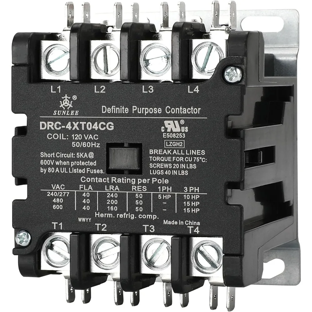 4 Pole 40 Amp 50 RES 120V Coil Contactor fits Siemens 42CF25AF Lighting Heating Refrigeration Contactor, UL Recognized
4 Pole 40 Amp 50 RES 120V Coil Contactor fits Siemens 42CF25AF Lighting Heating Refrigeration Contactor, UL Recognized