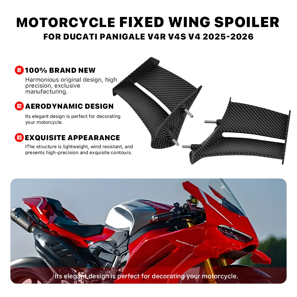 Motorcycle Fixed Wing For Ducati Panigale V4 V4S V4R 2025-2026 Aerodynamics Air Deflector Side Winglet Windshield Wing Aileron
Motorcycle Fixed Wing For Ducati Panigale V4 V4S V4R 2025-2026 Aerodynamics Air Deflector Side Winglet Windshield Wing Aileron