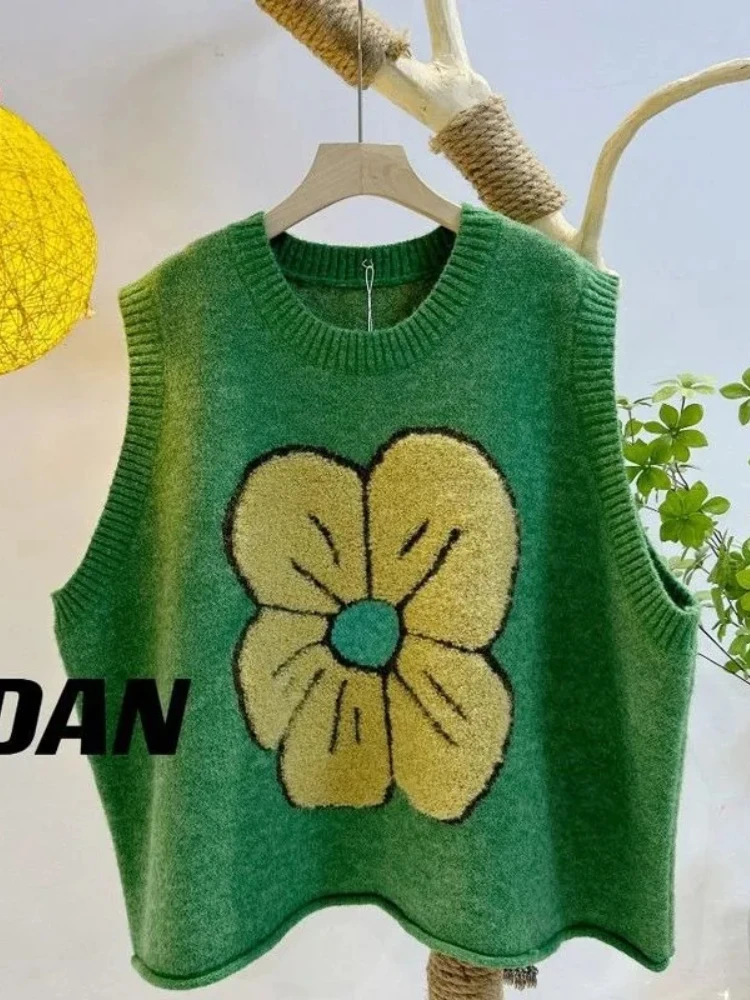Hikigawa Chic Fashion Women Casual Korean Sweater Vest Pullovers Loose All Match Floral Jacquard O Neck Knitted Tops Ropa Mujer
Hikigawa Chic Fashion Women Casual Korean Sweater Vest Pullovers Loose All Match Floral Jacquard O Neck Knitted Tops Ropa Mujer