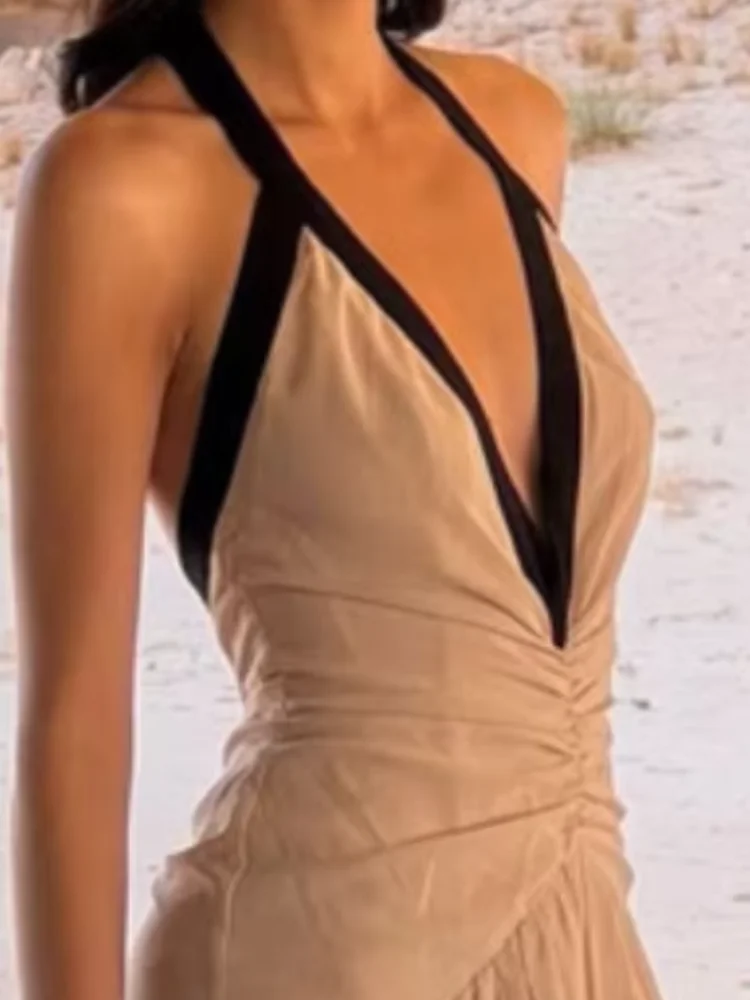 Sexy Halter Backless Maxi Dress Women Waist-cinching Pleated Flowy A-line Hem Bodycon Dresses Lady Outdoor Summer Event Vestido
Sexy Halter Backless Maxi Dress Women Waist-cinching Pleated Flowy A-line Hem Bodycon Dresses Lady Outdoor Summer Event Vestido