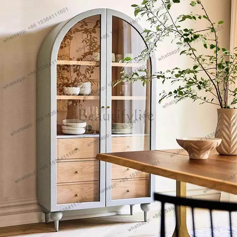 French antique solid wood arched wine cabinet American retro Nordic glass cabinet
French antique solid wood arched wine cabinet American retro Nordic glass cabinet