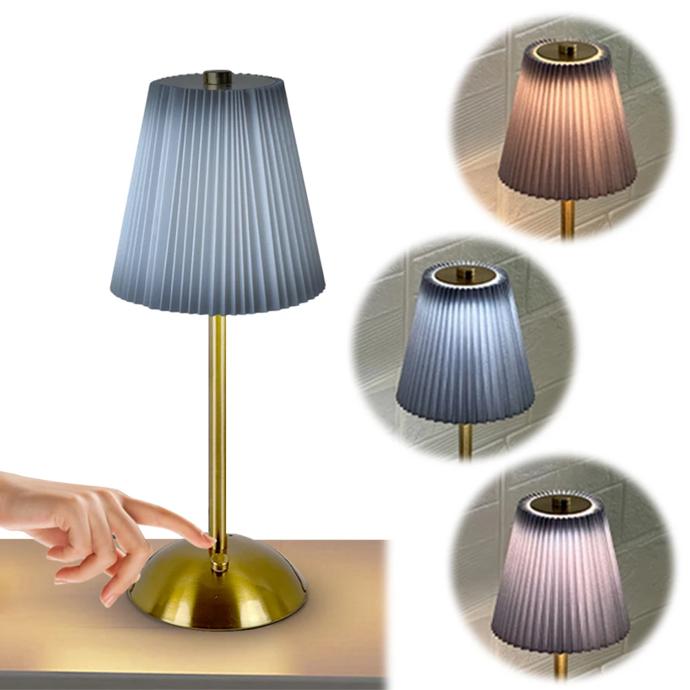 Cordless Table Lamp Small Night Light Touch Control Simple Reading Light 3 Light Colors with Pleated Lampshade for Bedroom Study
Cordless Table Lamp Small Night Light Touch Control Simple Reading Light 3 Light Colors with Pleated Lampshade for Bedroom Study