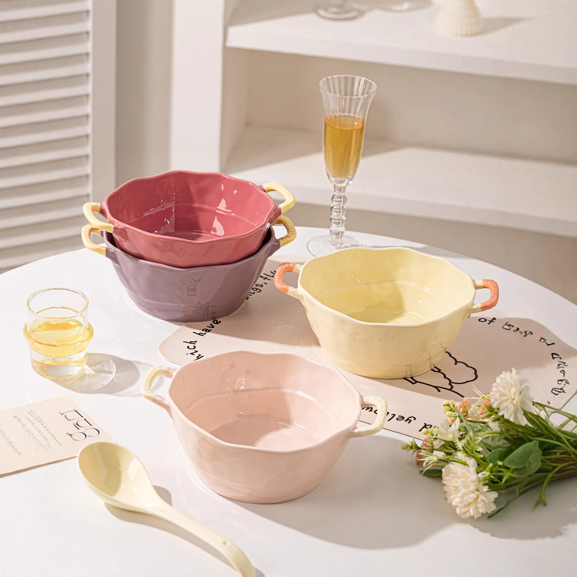 1200ml Dual Ear Ceramic Soup Bowl, New High-end Cream Instant Noodle Bowl for Home Use, Dessert Salad Bowl, Kitchen Utensils
1200ml Dual Ear Ceramic Soup Bowl, New High-end Cream Instant Noodle Bowl for Home Use, Dessert Salad Bowl, Kitchen Utensils