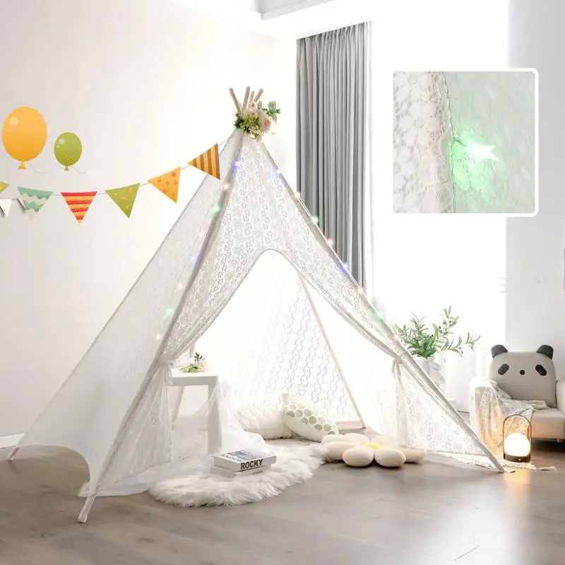 Lace Teepee Tent with Colorful Light Strings for Children
Lace Teepee Tent with Colorful Light Strings for Children