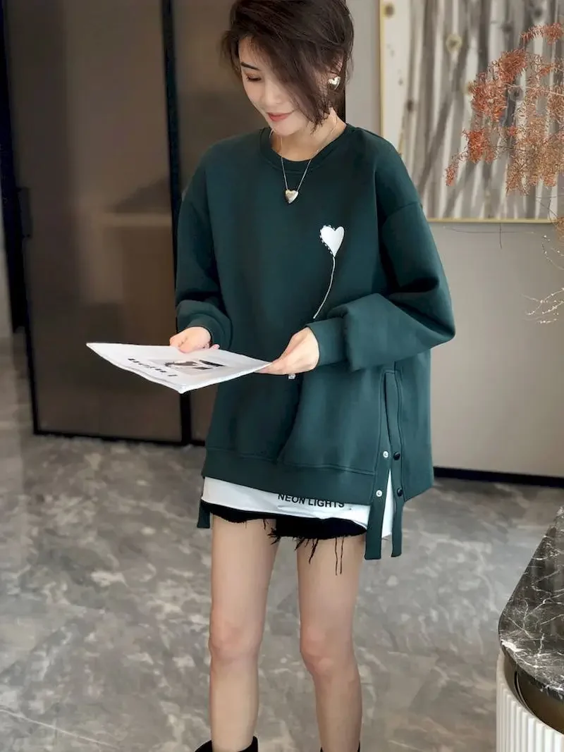 Breasted Pullovers Women Loose Oversized Sweatshirts Autumn Winter Trend Casual Plush Thicken Pullover Y2k Clothes E8456
Breasted Pullovers Women Loose Oversized Sweatshirts Autumn Winter Trend Casual Plush Thicken Pullover Y2k Clothes E8456