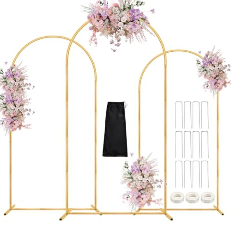 Arch Backdrop Stand for Wedding, Gender Reveal, Graduation: 7.2FT/6.6FT/6FT Set of 3 Metal Gold Balloon Arch Stand Kit with Sta
Arch Backdrop Stand for Wedding, Gender Reveal, Graduation: 7.2FT/6.6FT/6FT Set of 3 Metal Gold Balloon Arch Stand Kit with Sta