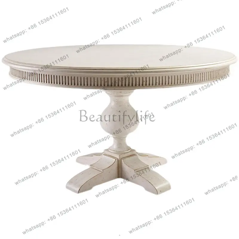 American round dining table log old European simple retro carved dining room furniture
American round dining table log old European simple retro carved dining room furniture