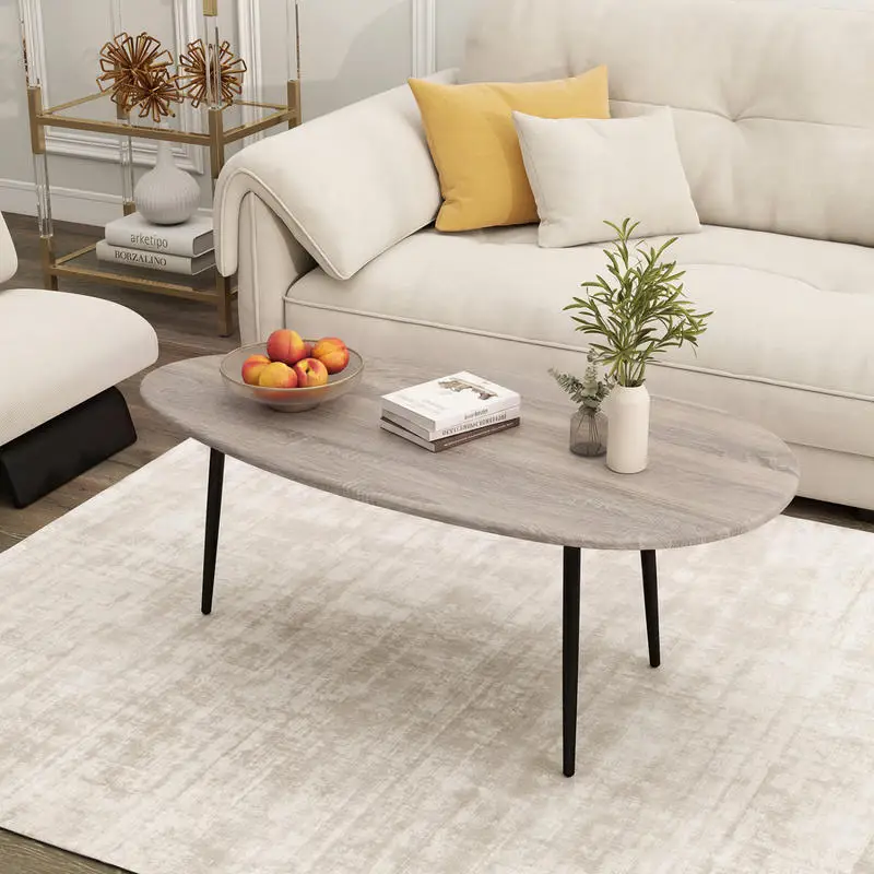 Oval Coffee Table Mid Century Center Table with Sturdy Metal Construction-Gray
Oval Coffee Table Mid Century Center Table with Sturdy Metal Construction-Gray