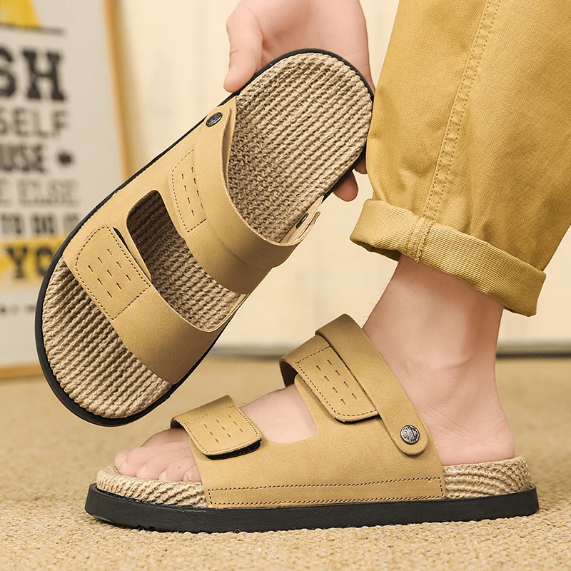 Модные удобные мужские тапочки на толстой подошве, повседневные сандалии для пляжного отдыха, уличные нескользящие тапочки из мягкой кожи двойного назначения
Модные удобные мужские тапочки на толстой подошве, повседневные сандалии для пляжного отдыха, уличные нескользящие тапочки из мягкой кожи двойного назначения