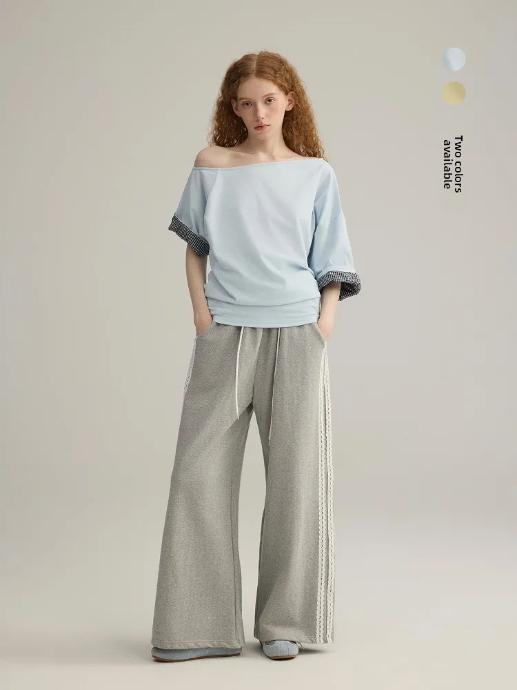 Indulge Plaid Patchwork Asymmetrical Shoulder Half Sleeve T-Shirt Women's Summer Design Lazy Top Fashionable Casual Tee
Indulge Plaid Patchwork Asymmetrical Shoulder Half Sleeve T-Shirt Women's Summer Design Lazy Top Fashionable Casual Tee