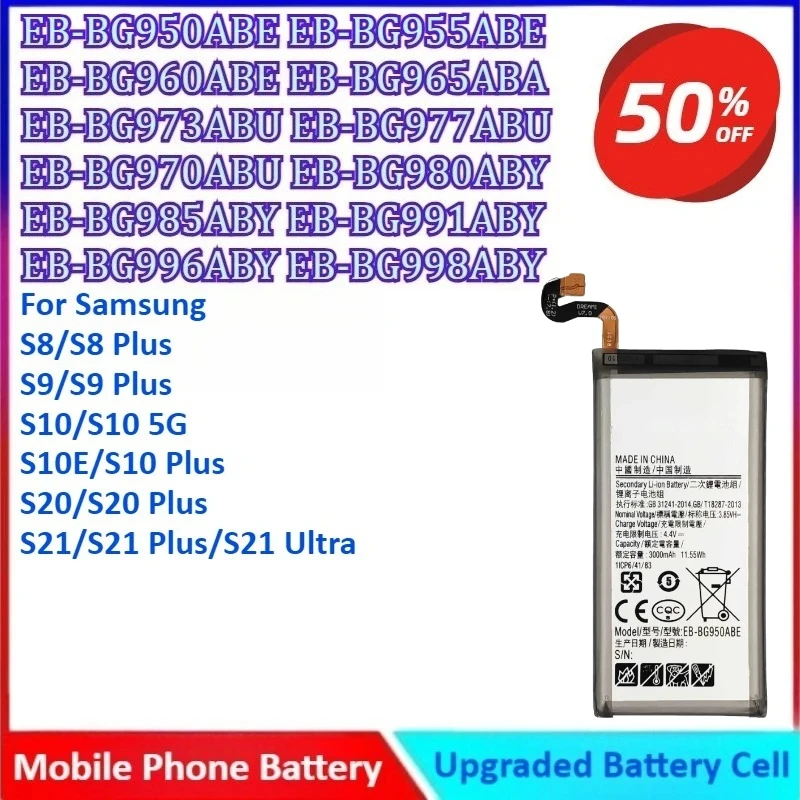 Mobile Phone Battery For Samsung S8/S8 Plus/S9/S9 Plus/S10/S10 5G/S10E/S10 Plus/S20/S20 Plus/S21/S21 Plus/S21 Ultra
Mobile Phone Battery For Samsung S8/S8 Plus/S9/S9 Plus/S10/S10 5G/S10E/S10 Plus/S20/S20 Plus/S21/S21 Plus/S21 Ultra