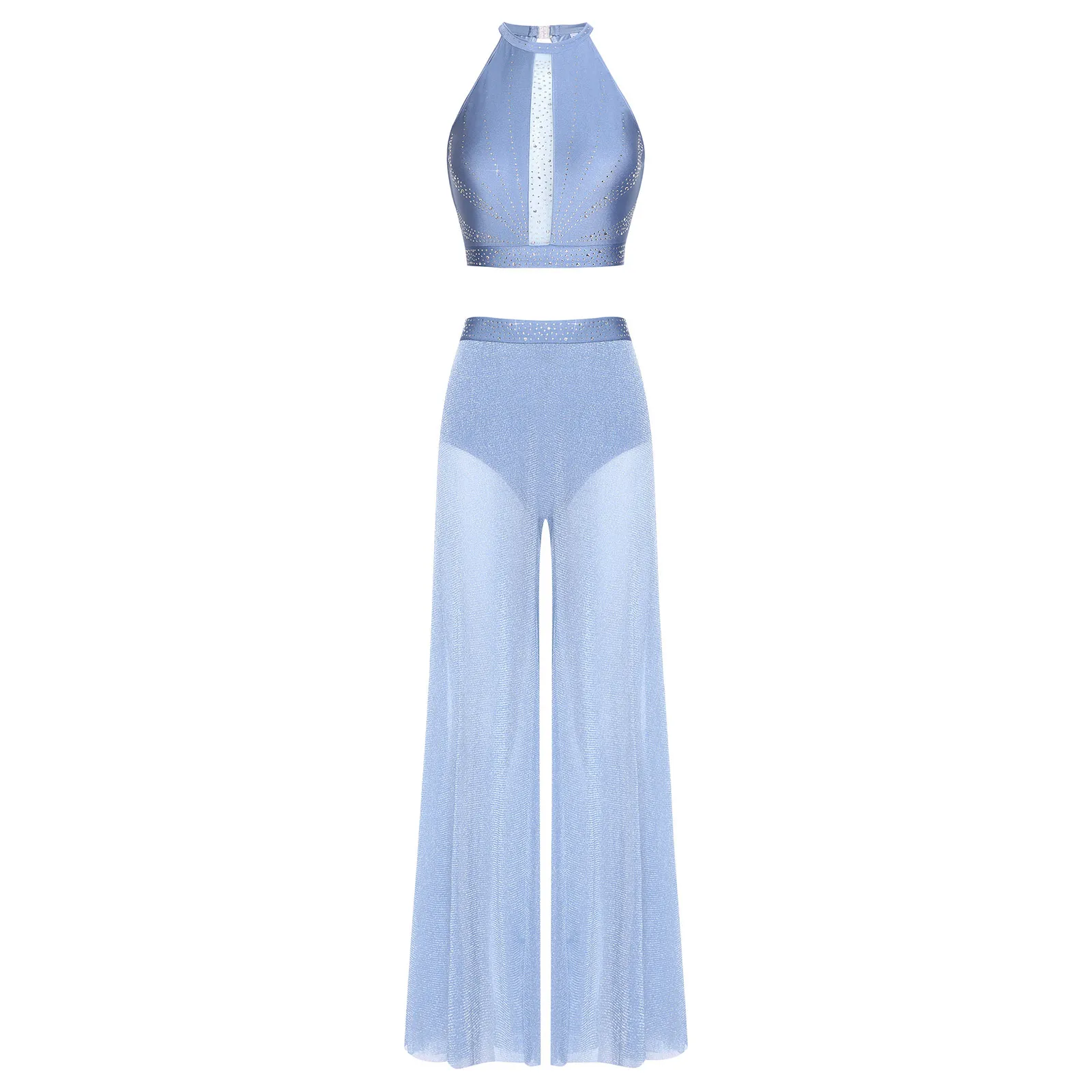 Womens Lyrical Dance Outfits Shiny Rhinestones Sleeveless Tank Top And Slit Mesh Pants Leotard Ballet Skating Modern Dancewear
Womens Lyrical Dance Outfits Shiny Rhinestones Sleeveless Tank Top And Slit Mesh Pants Leotard Ballet Skating Modern Dancewear