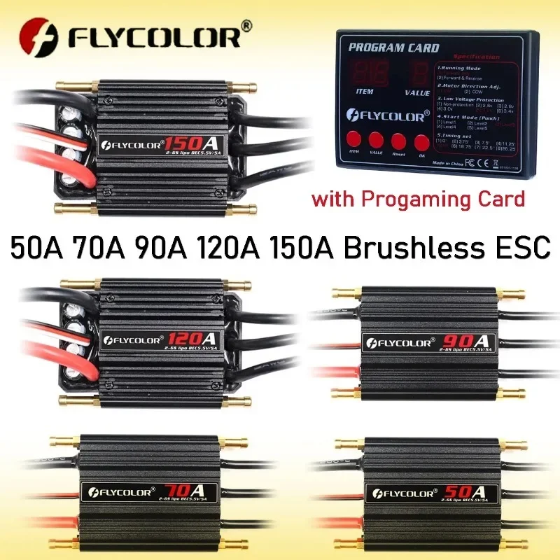 50A 70A 90A 120A 150A Brushless ESC Speed Controller Progaming Card 2-6S Lipo BEC 5.5V/5A for RC Boat Model
50A 70A 90A 120A 150A Brushless ESC Speed Controller Progaming Card 2-6S Lipo BEC 5.5V/5A for RC Boat Model