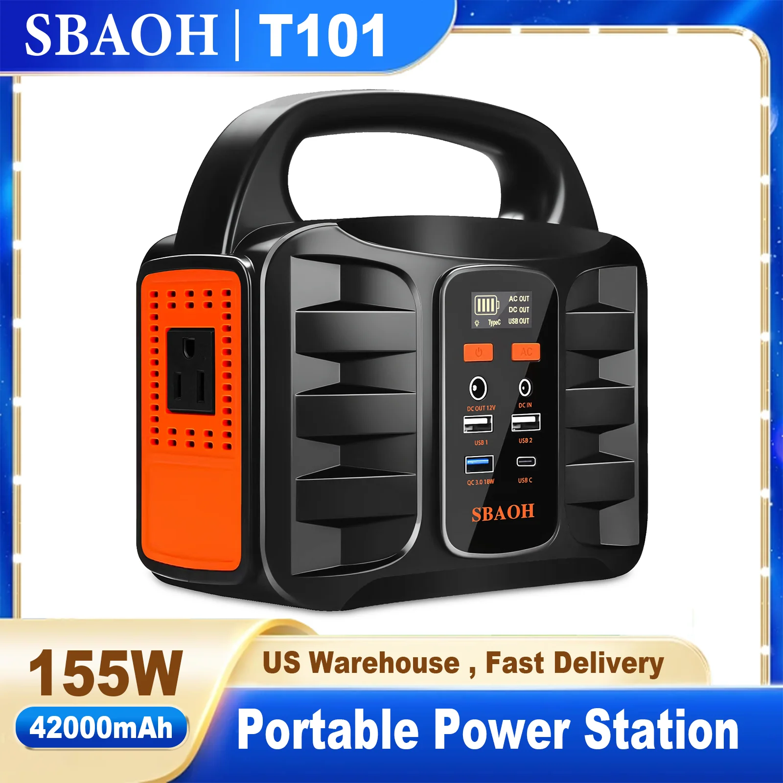 SBAOH Portable Power Station 155Wh 150W Solar Generator Lithium Battery Power Station Ideal for Home, Outdoor Camping, Parties
SBAOH Portable Power Station 155Wh 150W Solar Generator Lithium Battery Power Station Ideal for Home, Outdoor Camping, Parties