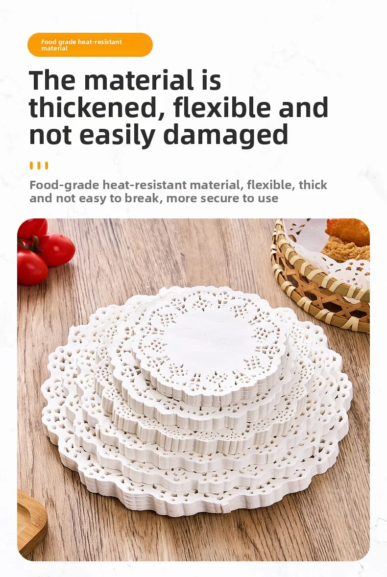 140Pcs Lace paper oil-absorbing baking snack pad paper kitchen disposable fried food round flower base paper
140Pcs Lace paper oil-absorbing baking snack pad paper kitchen disposable fried food round flower base paper