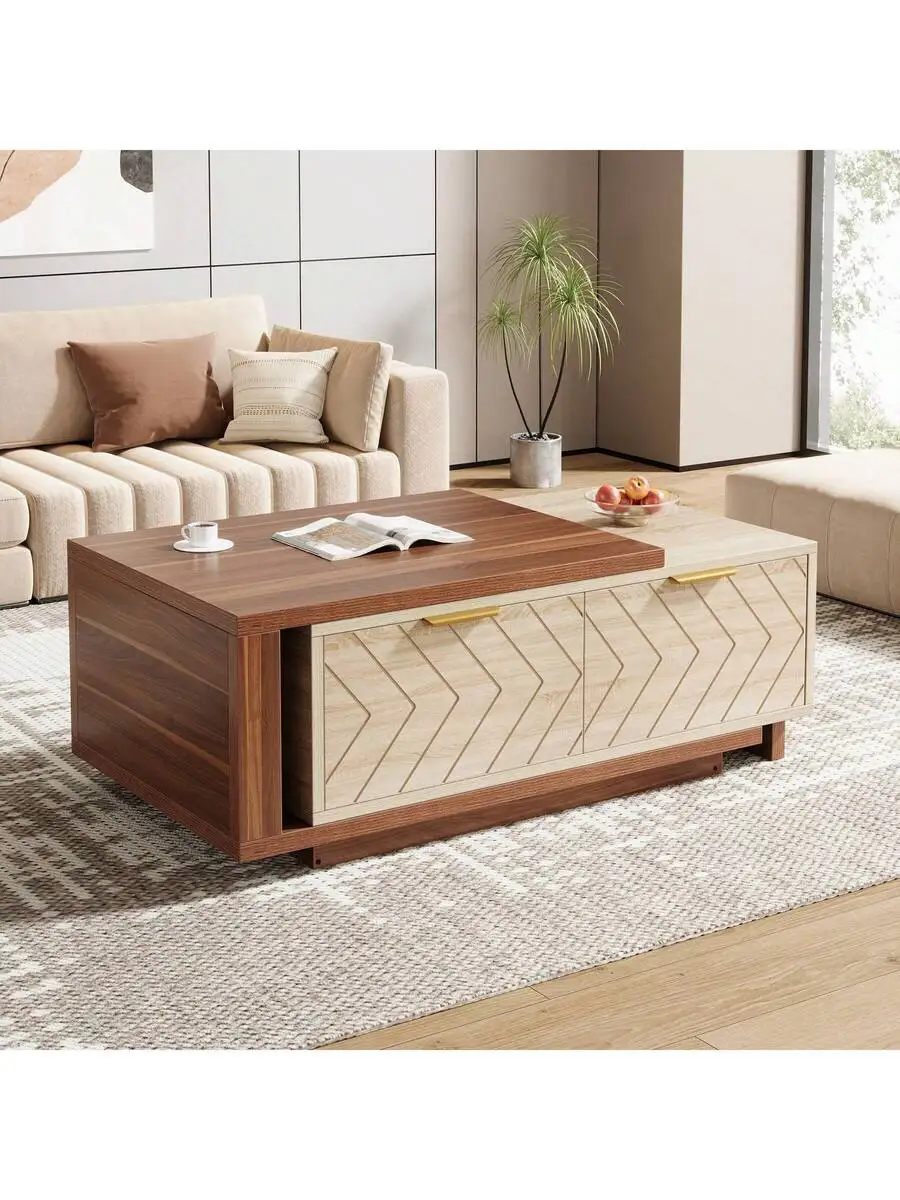 LITTLE TREE Extendable Coffee Table With 2 Storage Drawers, Dual-Tone Center Table With Sliding Tabletop, Multi-Functional
LITTLE TREE Extendable Coffee Table With 2 Storage Drawers, Dual-Tone Center Table With Sliding Tabletop, Multi-Functional