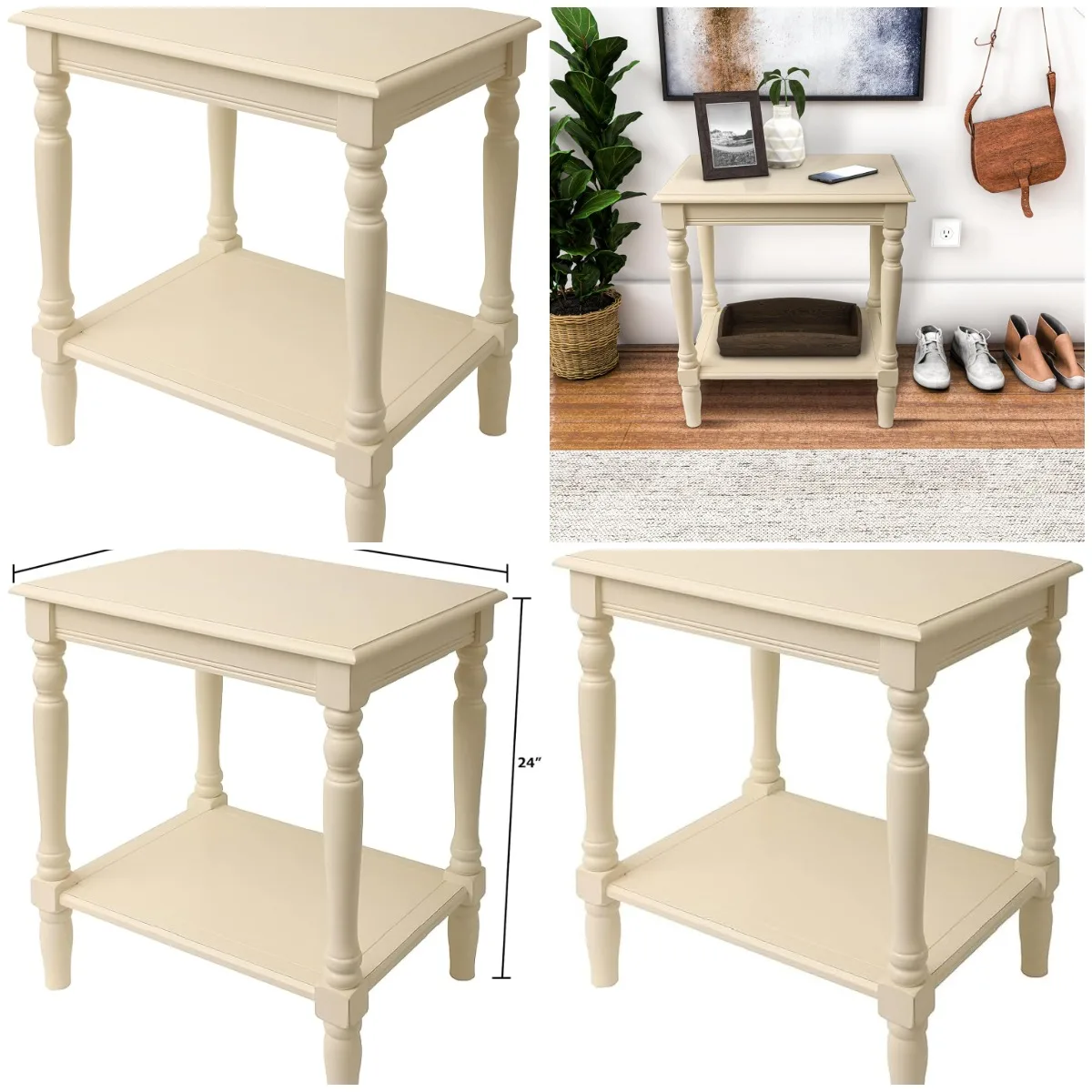 Simplify Oak Wood Accent Storage Shelf End Table, Traditional Style, Antique White - (24' x 19.5' x 15.75')
Simplify Oak Wood Accent Storage Shelf End Table, Traditional Style, Antique White - (24' x 19.5' x 15.75')