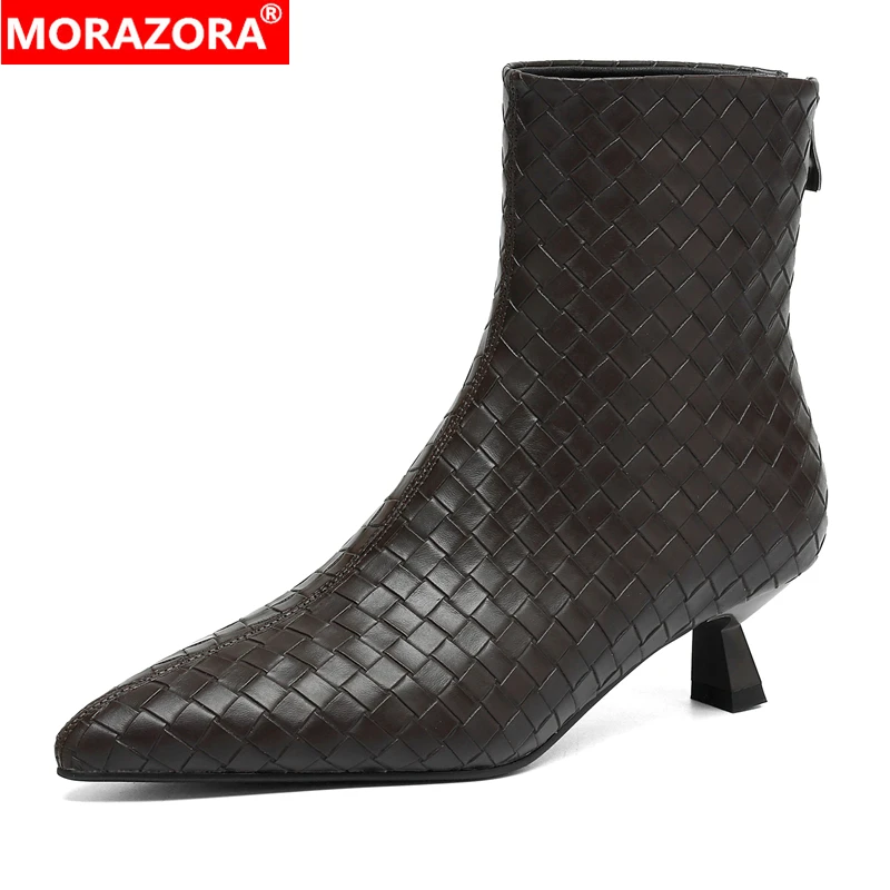 MORAZORA Size 34-44 Plus Size 34-44 New Genuine Leather Ankle Boots Zipper Pointed Toe Weave Handmade Autumn Winter Fashion Boot
MORAZORA Size 34-44 Plus Size 34-44 New Genuine Leather Ankle Boots Zipper Pointed Toe Weave Handmade Autumn Winter Fashion Boot
