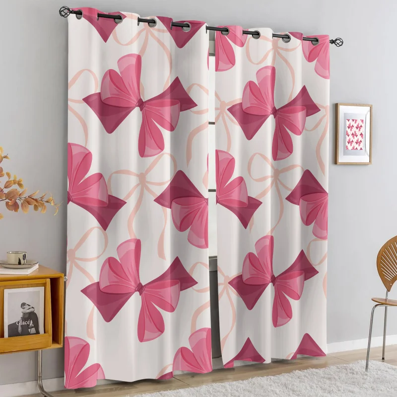 2Pcs Romantic Girly Style Pink Bow Print Perforated Blackout Curtains, Multi Size Girls Room Bedroom Insulation Decoration
2Pcs Romantic Girly Style Pink Bow Print Perforated Blackout Curtains, Multi Size Girls Room Bedroom Insulation Decoration