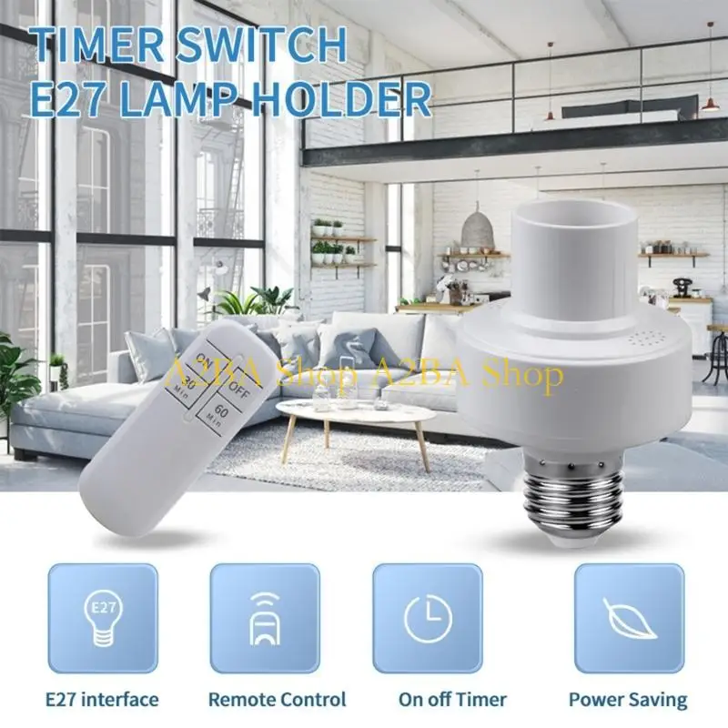 A2BA Wireless Timer E27 Lamp Socket Easy Installation Overload Protections for Bulb