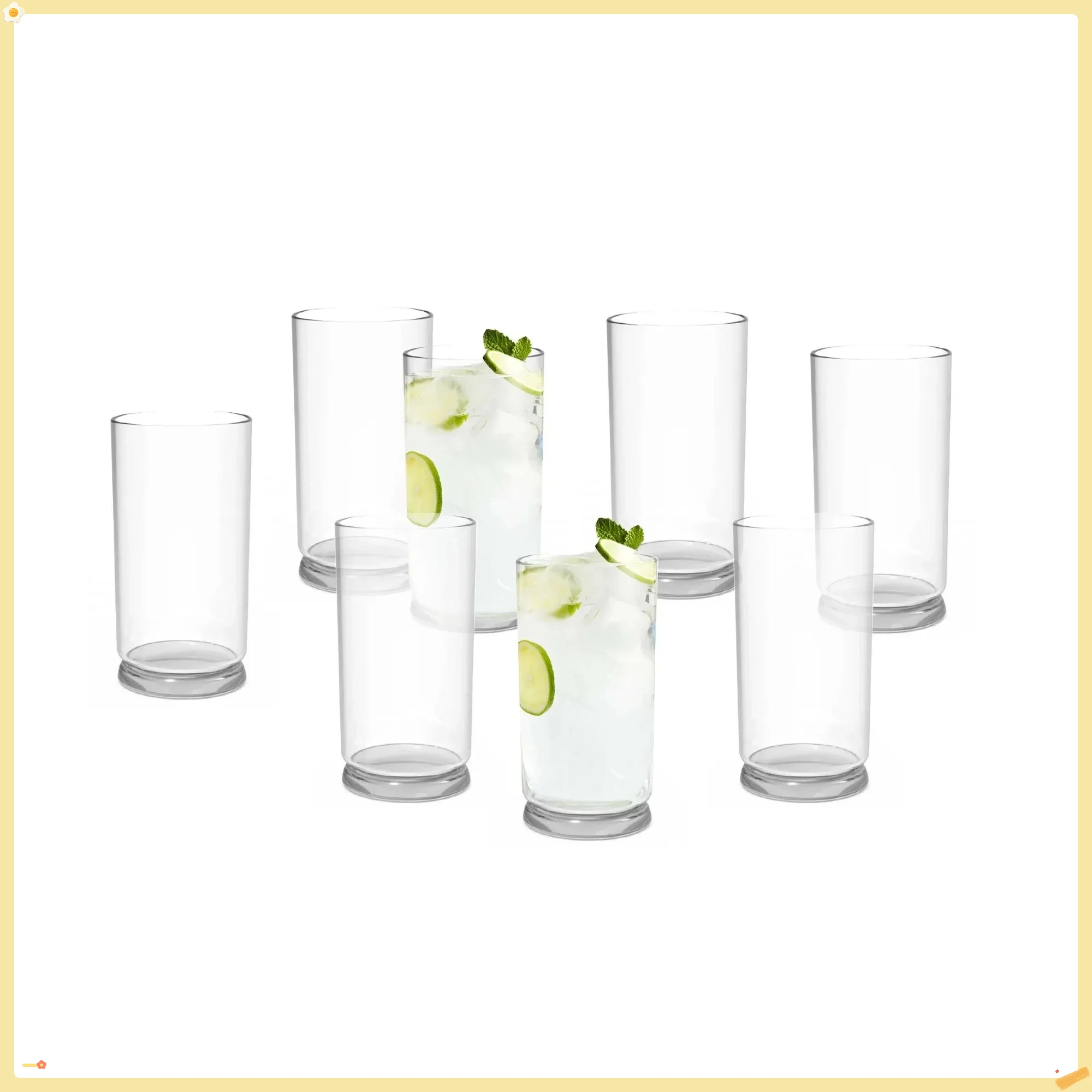 Premium Clear Glass Tumblers 8-Pc Set (2 Pack), Dishwasher Safe & Durable, For Iced Beverages & Dining
Premium Clear Glass Tumblers 8-Pc Set (2 Pack), Dishwasher Safe & Durable, For Iced Beverages & Dining