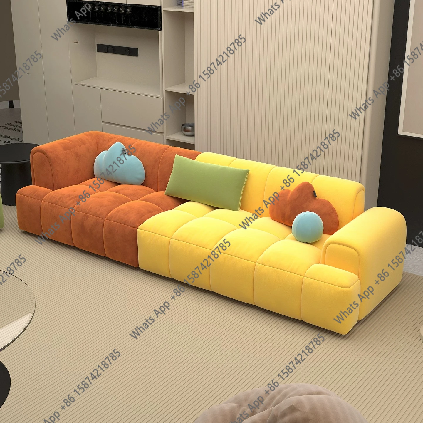 Soft Cream Wind Contrast Color Fabric Sofa Living Room Small Apartment Modern Simple Three-person Cloud Sofa
Soft Cream Wind Contrast Color Fabric Sofa Living Room Small Apartment Modern Simple Three-person Cloud Sofa