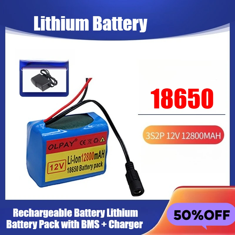18650 Lithium Battery 3S2P 12V 12800mAh Rechargeable Battery Lithium Battery Pack with BMS + Charger
18650 Lithium Battery 3S2P 12V 12800mAh Rechargeable Battery Lithium Battery Pack with BMS + Charger