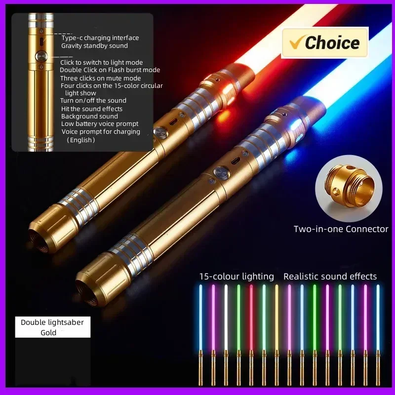 Upgraded Version Gravity Sensing Lightsaber 2 in 1 15-color Metal Laser Sword Rechargeable Toy Party Glow Swords Light Stick
Upgraded Version Gravity Sensing Lightsaber 2 in 1 15-color Metal Laser Sword Rechargeable Toy Party Glow Swords Light Stick