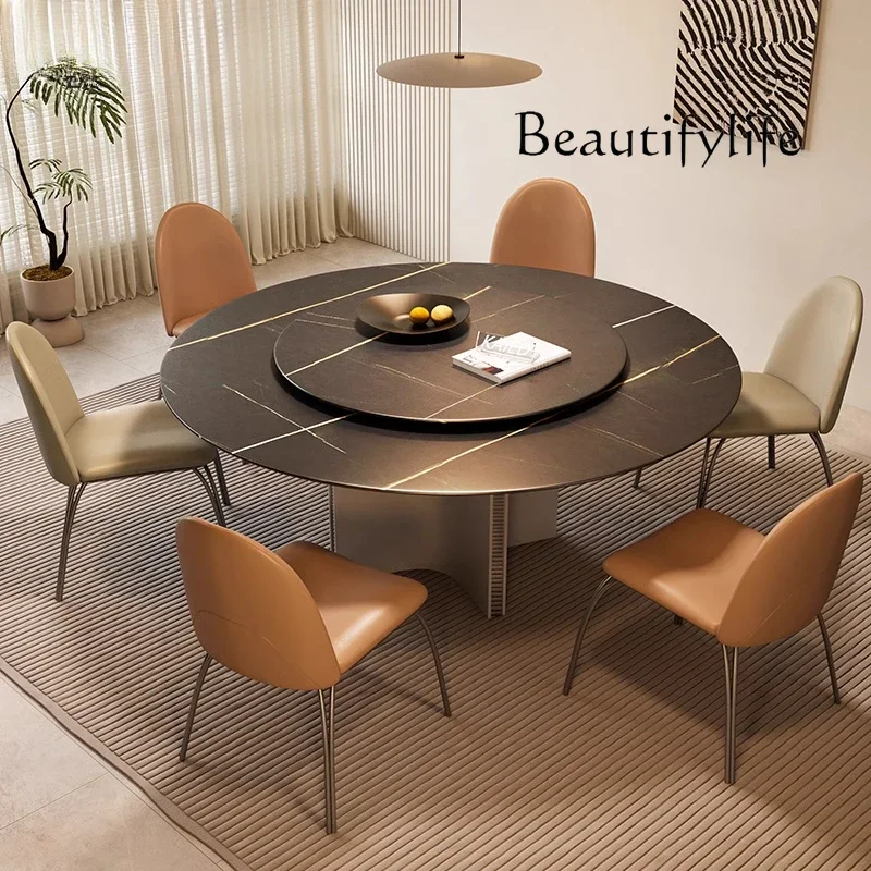 Italian minimalist round table dining table high-end atmospheric turntable dining table family use
Italian minimalist round table dining table high-end atmospheric turntable dining table family use