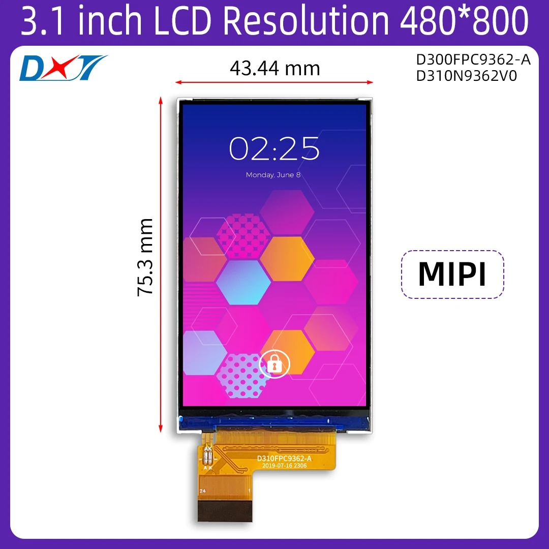 3.1 inch LCD display module ST7701S MIPI interface TFT resolution 480*800 MIPI Video Mode D310FPC9362-A IPS
3.1 inch LCD display module ST7701S MIPI interface TFT resolution 480*800 MIPI Video Mode D310FPC9362-A IPS