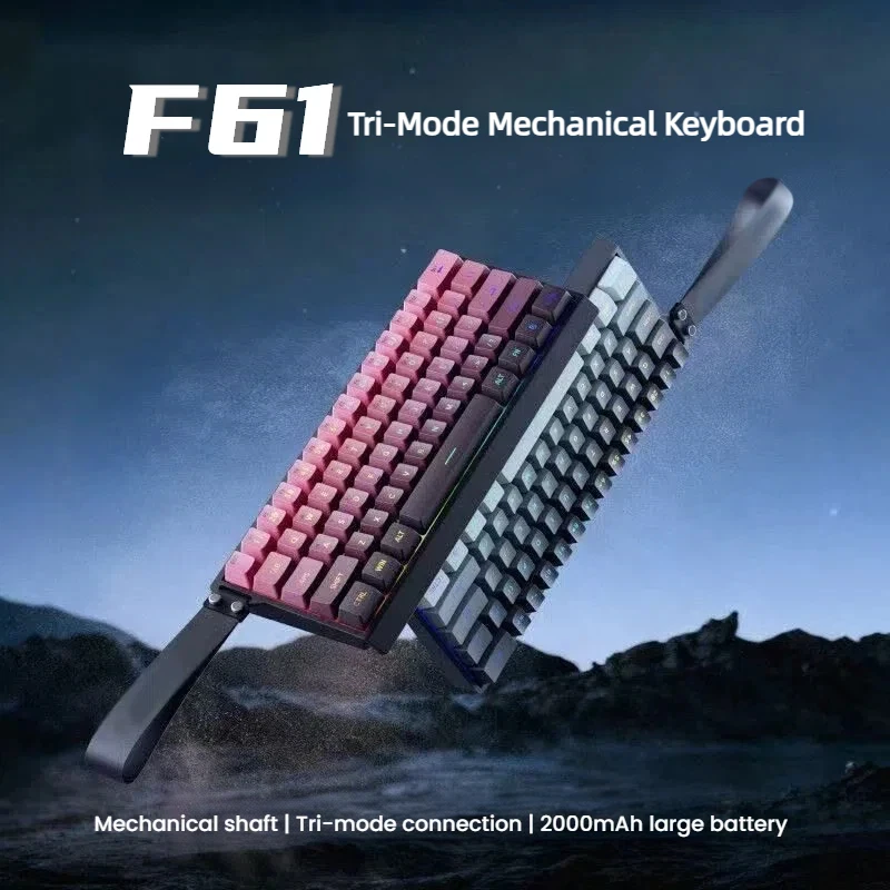 F61 Tri-Mode Gaming Mechanical Keyboard: 60% RGB, Hot-Swappable, 61-Key, Blue Switches, Mini Keyboard, Suitable for Gaming PC
F61 Tri-Mode Gaming Mechanical Keyboard: 60% RGB, Hot-Swappable, 61-Key, Blue Switches, Mini Keyboard, Suitable for Gaming PC