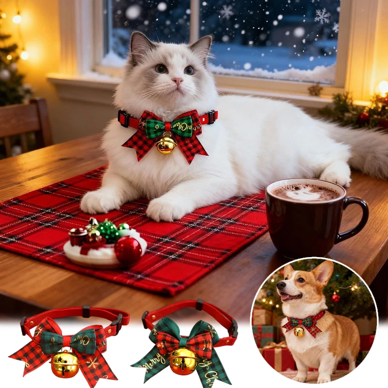 Luxury Christmas Pet Collar with Gold Foil Bows Bells Adjustable Safe Design for Cats Dogs Festive Holiday Neckwear Costume
Luxury Christmas Pet Collar with Gold Foil Bows Bells Adjustable Safe Design for Cats Dogs Festive Holiday Neckwear Costume