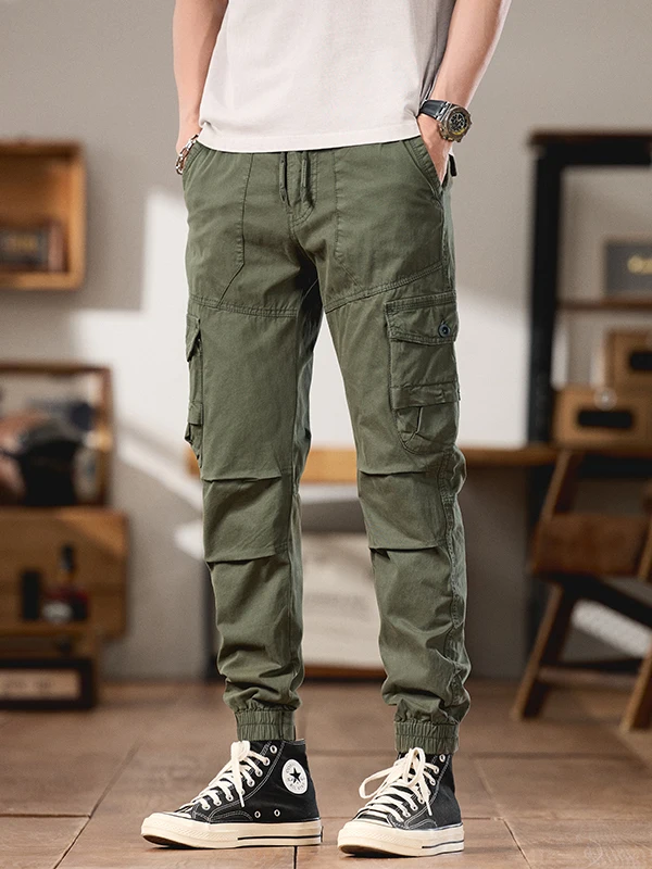 Весенне-осенние рабочие брюки из чистого хлопка, мужские свободные уличные брюки-карго с эластичной резинкой на талии, повседневные длинные брюки с множеством карманов
Весенне-осенние рабочие брюки из чистого хлопка, мужские свободные уличные брюки-карго с эластичной резинкой на талии, повседневные длинные брюки с множеством карманов