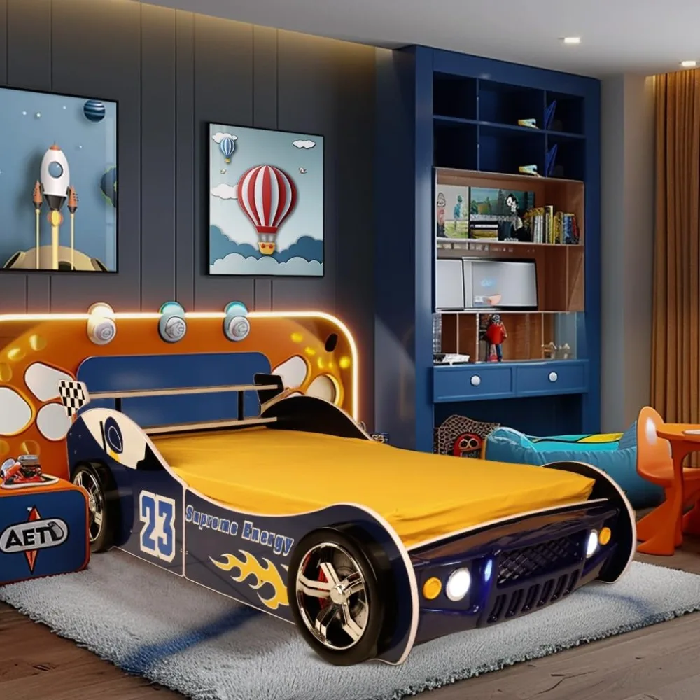 Car Bed Twin Size, Race Car Shaped Wooden, Platform Frame Headboard Wheels, Support Slats For Boys Toddlers
Car Bed Twin Size, Race Car Shaped Wooden, Platform Frame Headboard Wheels, Support Slats For Boys Toddlers