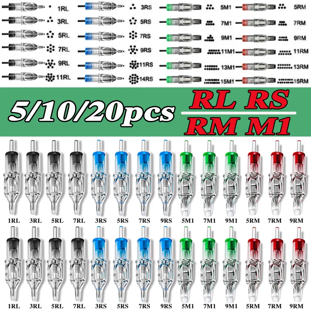 20/10/5Pcs Tattoo Cartridge Needles RL/RS/RM/M1 0.35mm Sterile Disposable Tattoo Needle for Permanent Makeup Tattoo Pen Machine
20/10/5Pcs Tattoo Cartridge Needles RL/RS/RM/M1 0.35mm Sterile Disposable Tattoo Needle for Permanent Makeup Tattoo Pen Machine