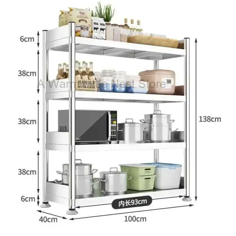 Stainless Steel Kitchen Cabinets with Fence Floor Multi-layer Storage Cabinet Microwave Storage Rack Household Kitchen Furniture
Stainless Steel Kitchen Cabinets with Fence Floor Multi-layer Storage Cabinet Microwave Storage Rack Household Kitchen Furniture