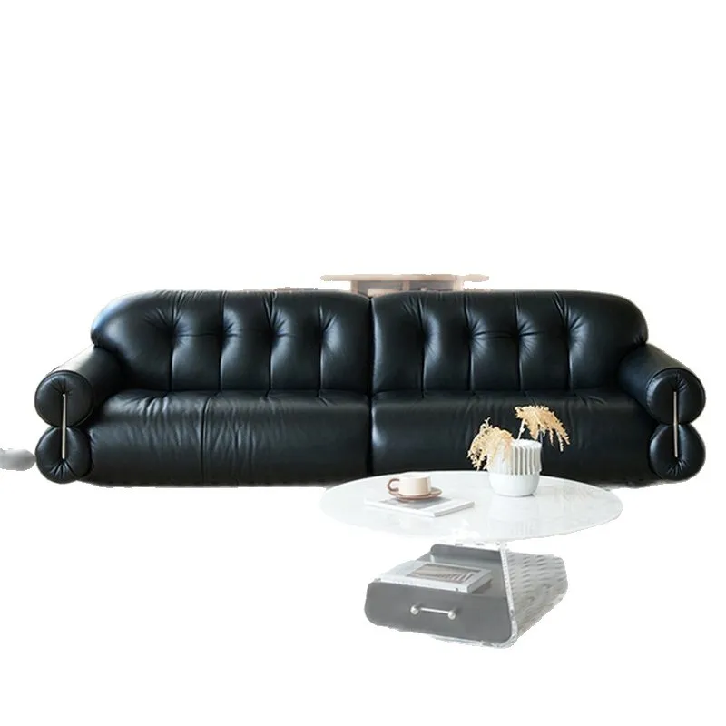 Living room household Italian minimalist leather art sofa small apartment modern simple retro black straight row leather
Living room household Italian minimalist leather art sofa small apartment modern simple retro black straight row leather