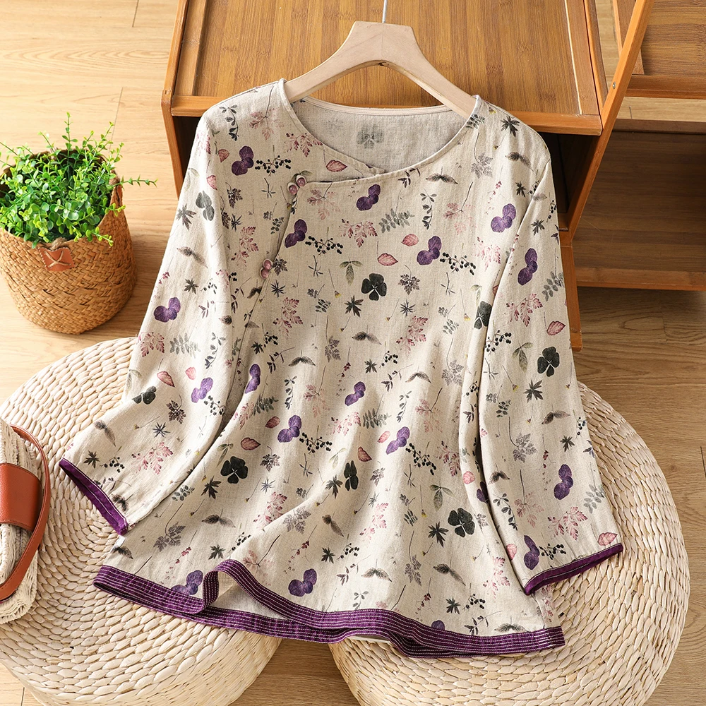 Summer 2026 Women's Loose Cotton Linen Printed T-Shirt Tea Service Base Shirt Seven Sleeve round Neck Comfortable Breathable
Summer 2026 Women's Loose Cotton Linen Printed T-Shirt Tea Service Base Shirt Seven Sleeve round Neck Comfortable Breathable