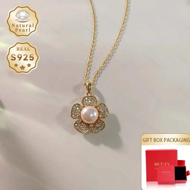 Mufan Jewelry Fashion Pendant Necklace for Women S925 Silver Approx. 8mm Freshwater Pearl with Floral Elements Gift Box Set
Mufan Jewelry Fashion Pendant Necklace for Women S925 Silver Approx. 8mm Freshwater Pearl with Floral Elements Gift Box Set