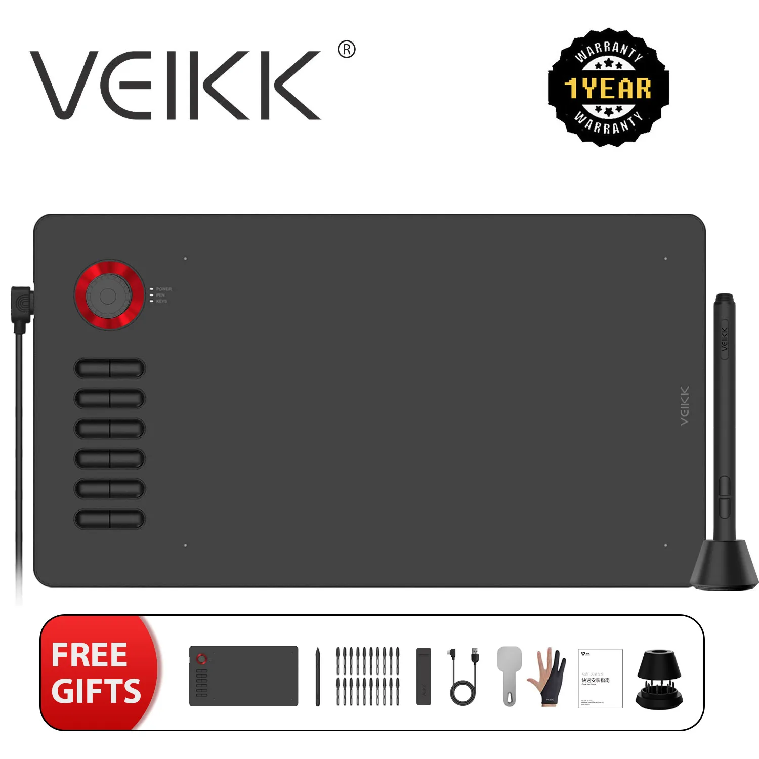 Graphics Tablet VEIKK A15PRO Digital Drawing Tablet with Battery Free Stylus Tilt Function Support Android Windows Mac 12 Keys
Graphics Tablet VEIKK A15PRO Digital Drawing Tablet with Battery Free Stylus Tilt Function Support Android Windows Mac 12 Keys