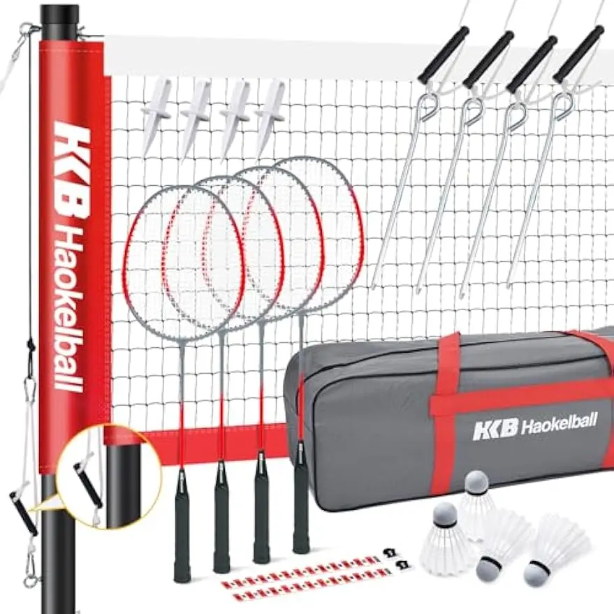 Professional Badminton Net Set with Tension Adjuster, 4 Rackets, Shuttlecocks & Carry Bag for Backyards
Professional Badminton Net Set with Tension Adjuster, 4 Rackets, Shuttlecocks & Carry Bag for Backyards