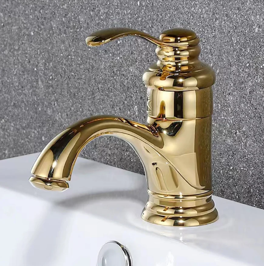 Brass teapot, cold and hot water faucet, wash basin, golden retro faucet, antique-style basin, faucet on the countertop,
Brass teapot, cold and hot water faucet, wash basin, golden retro faucet, antique-style basin, faucet on the countertop,