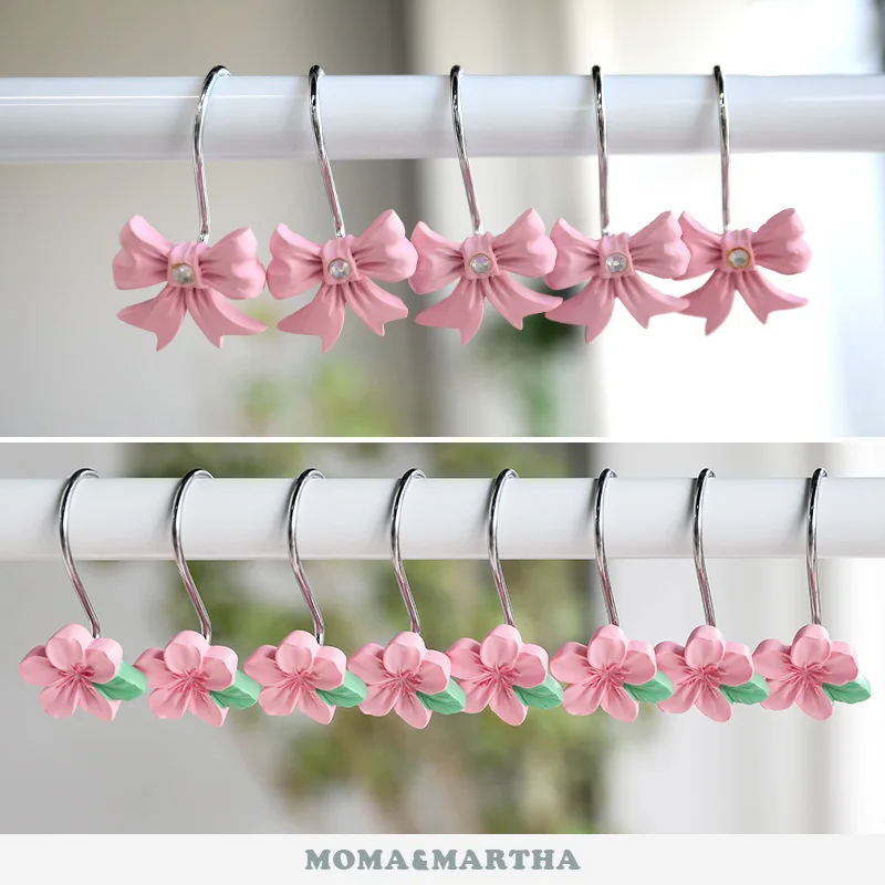 Princess Pink Peach Blossom Shower Curtain Hook, Double Bow-Knot Design, Resin Material for Bathroom Rod, Korea, 8Pcs Pack
Princess Pink Peach Blossom Shower Curtain Hook, Double Bow-Knot Design, Resin Material for Bathroom Rod, Korea, 8Pcs Pack