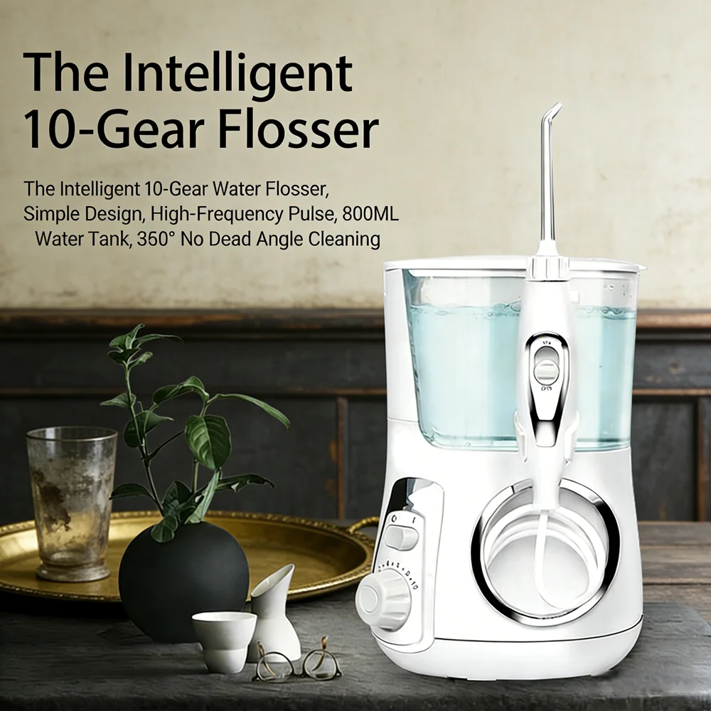 10 Modes Dental Water Jet Cleaner 800ML, 5 Nozzles Desktop Electric Oral Irrigator, Deep Teeth Cleaning Device
10 Modes Dental Water Jet Cleaner 800ML, 5 Nozzles Desktop Electric Oral Irrigator, Deep Teeth Cleaning Device