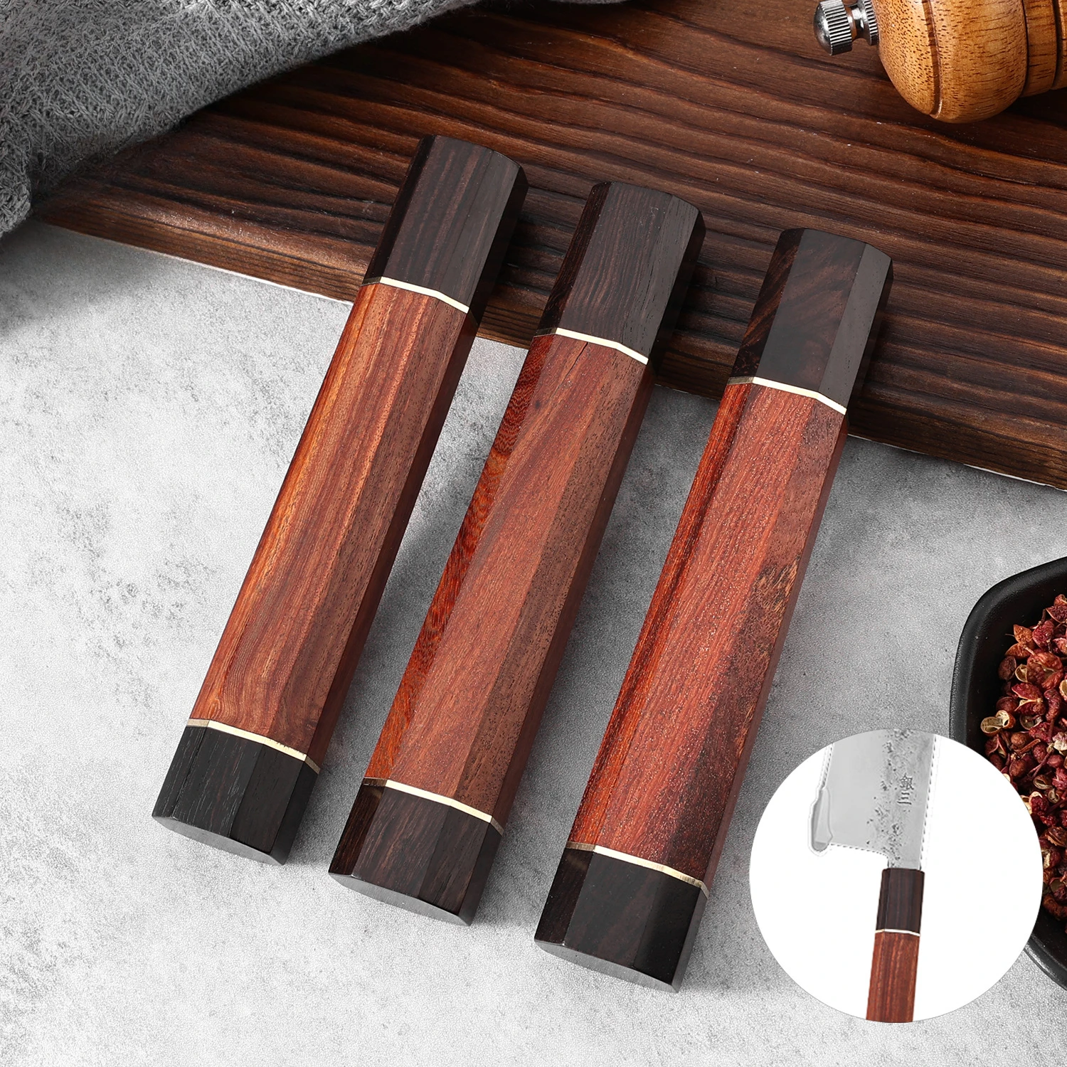 RHON DIY Knife Handle Ebony Rose Wooden Japanese Yanagiba Sashimi Sushi Slicing Octagonal Shape Knives Handle Without Blade
RHON DIY Knife Handle Ebony Rose Wooden Japanese Yanagiba Sashimi Sushi Slicing Octagonal Shape Knives Handle Without Blade