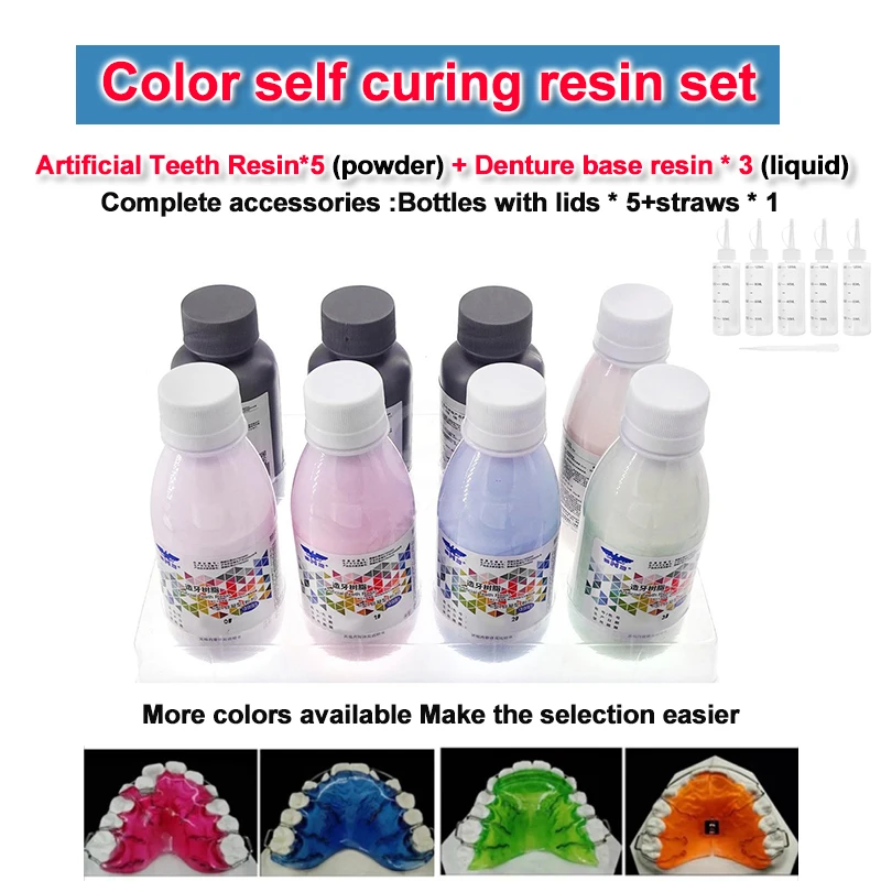 Color self curing resin set denture base material, dental tray powder/liquid, acrylic orthodontic treatment
Color self curing resin set denture base material, dental tray powder/liquid, acrylic orthodontic treatment