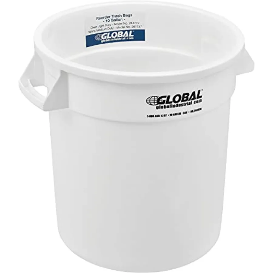 Commercial Round Trash Can, 10 Gallon Capacity, Plastic Garbage Can, Indoor and Outdoor Utility Trash Can, White, 15-5/8"W x 17
Commercial Round Trash Can, 10 Gallon Capacity, Plastic Garbage Can, Indoor and Outdoor Utility Trash Can, White, 15-5/8"W x 17
