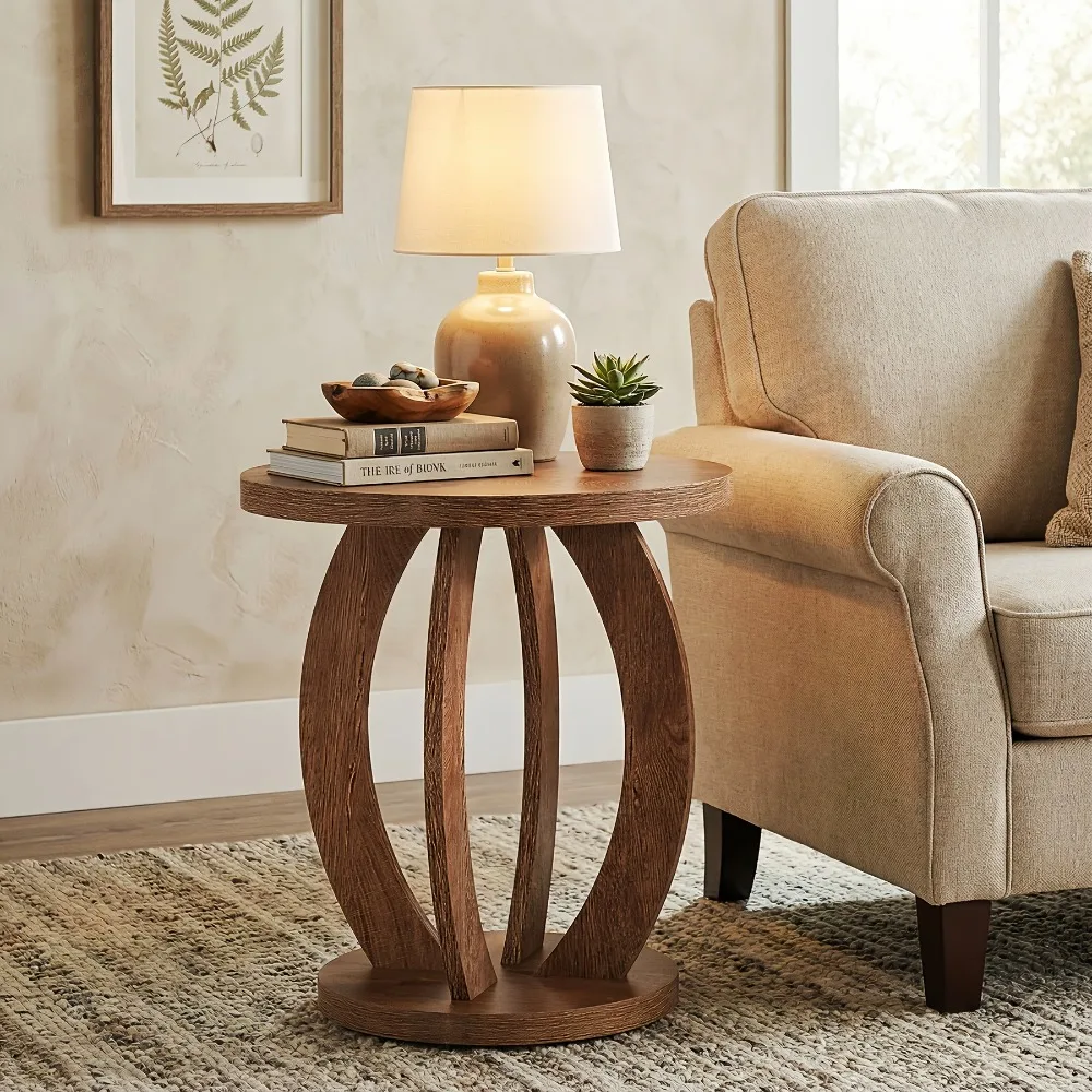 Round End Table, Farmhouse Side Table with Storage, Nightstand Bedside with Round Tabletop, Accent End Table for Living Room, Bedroom, Space, Wooden Accent Furniture, Rustic Brown
Round End Table, Farmhouse Side Table with Storage, Nightstand Bedside with Round Tabletop, Accent End Table for Living Room, Bedroom, Space, Wooden Accent Furniture, Rustic Brown